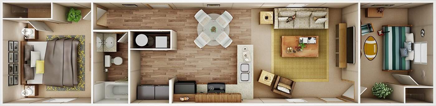 3D floor plan of the Bliss model by Tru Homes
