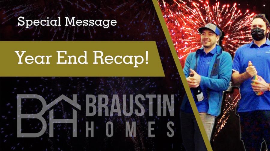 2020 Year End Recap slide with Braustin Employees celebrating and fireworks in the background