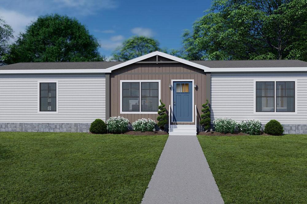 Clayton NXT Lizzie Model Mobile Home Exterior with Homestead Brown Siding Insert Color
