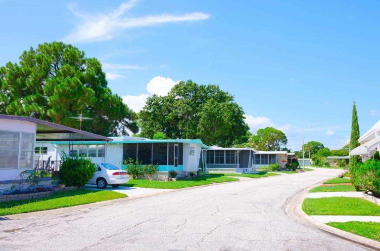 A row of Mobile Homes on a sunny afternoon