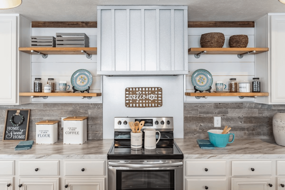mobile home kitchen with lots of storage