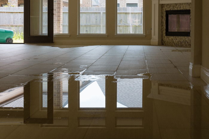 flooded living room