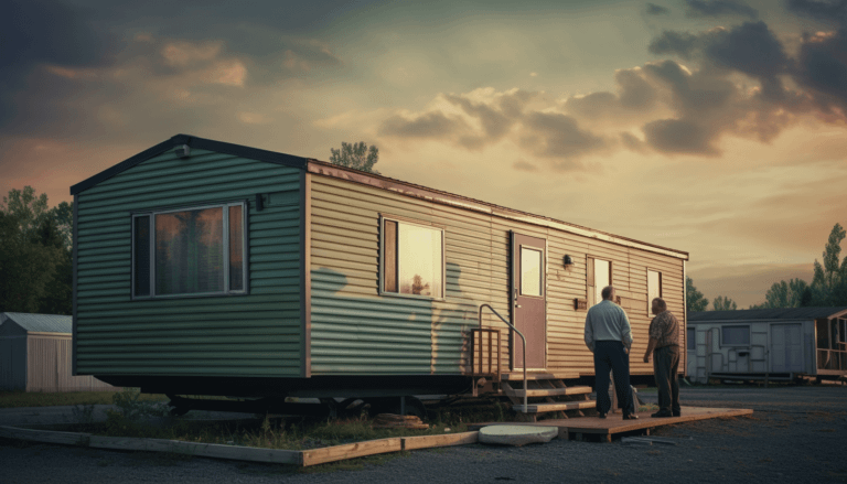 A person selling a mobile home to another person