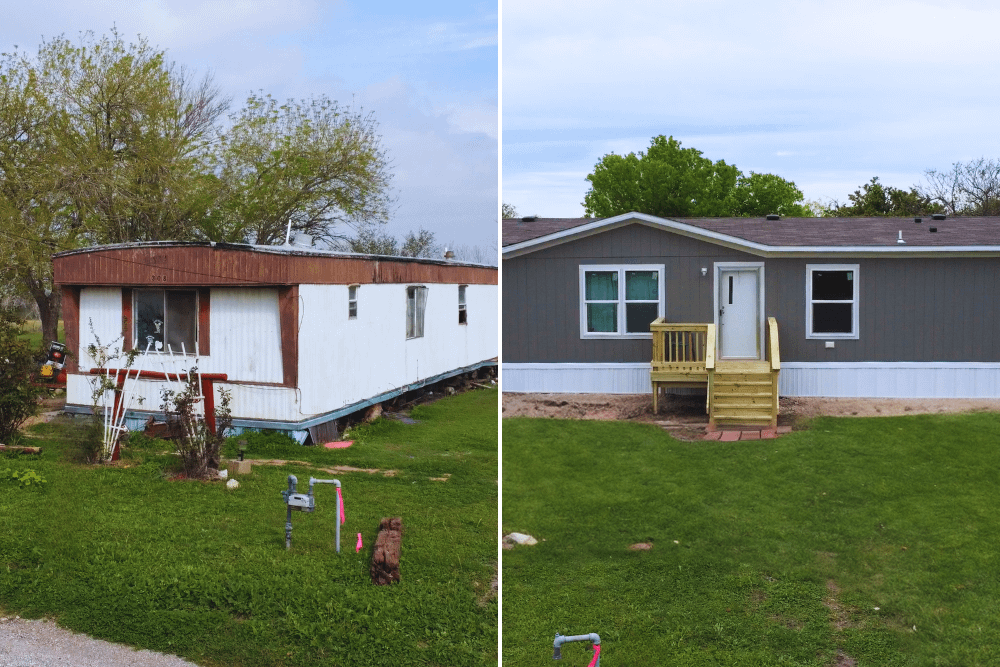 Comparison image of new vs used mobile homes
