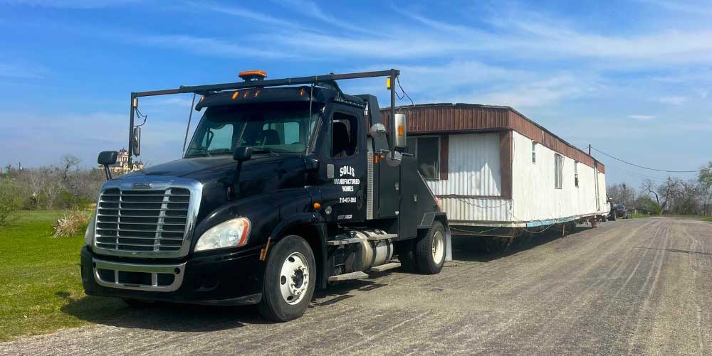 Used mobile home being transported