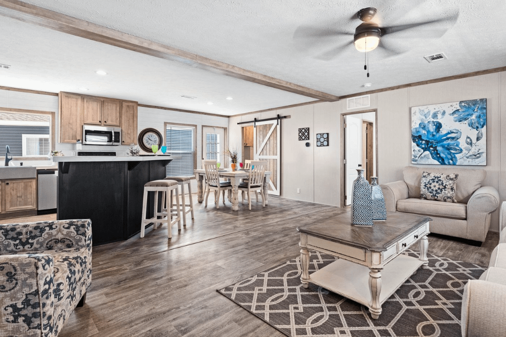 Clayton Sulphur Springs Crazy 8 Double Wide Home Interior Open Floor Plan Living Space