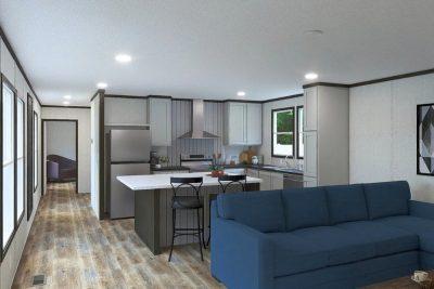 Clayton Bonham MIYO Festival Single Wide Manufactured Home Interior Rendering of Kitchen