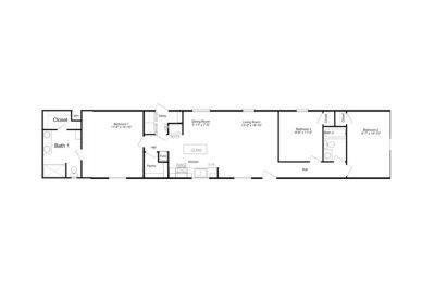 Cavco Emerald-EM16763B Single Wide Manufactured Home 2D Floor Plan