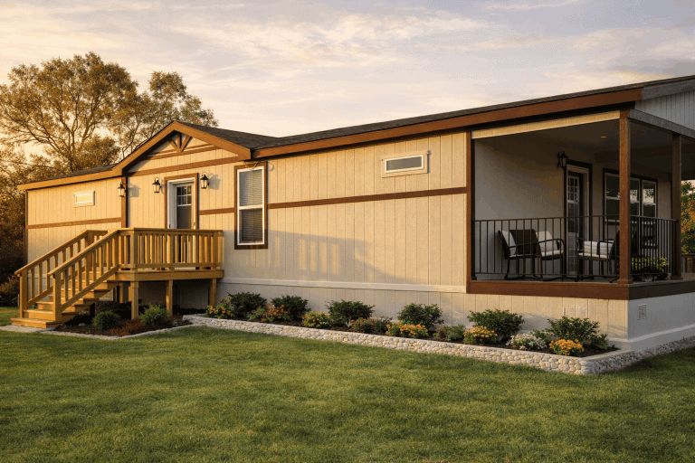 Double Wide Manufactured Home at Sunset