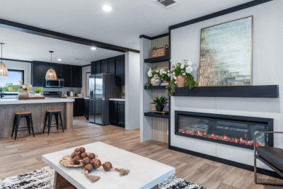 Clayton Sulphur Springs Solution Odyssey Double Wide Manufactured Home Interior View Open Concept Living Space